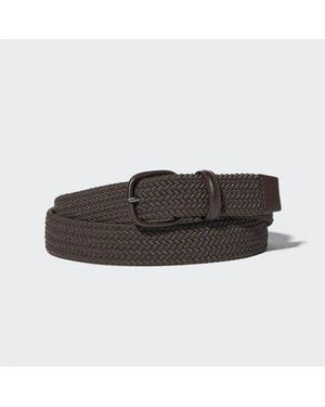 Uniqlo Leather Combination Mesh Belt - Brown