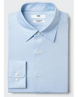 Uniqlo Super Non-Iron Slim Fit Shirt (Regular Collar) - Blue