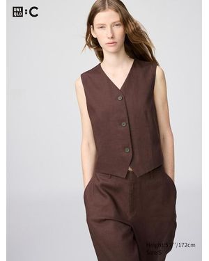 Uniqlo 100% Premium Linen Vest - Brown