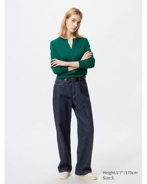 Uniqlo Jeans Ampi Taglio Dritto - Blu