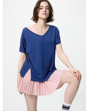 Uniqlo Airism Relaxed V Neck T-Shirt - Blue