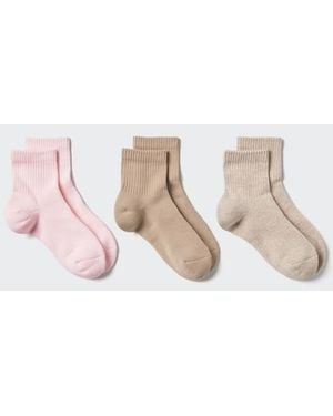 Uniqlo Socks (Crew Ribbed Pile, 3 Pairs) - White