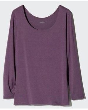 Uniqlo Heattech Scoop Neck T-Shirt (Long Sleeve) - Purple