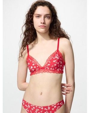 Uniqlo Sujetador Sin Aros Encaje - Rojo
