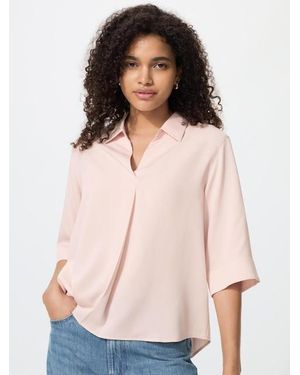 Uniqlo Rayon Skipper Collar Blouse (3/4 Sleeve) - Pink