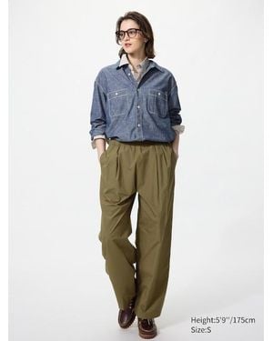 Uniqlo Easy Hose (Baumwolle, Wide Fit, Lang) - Blau