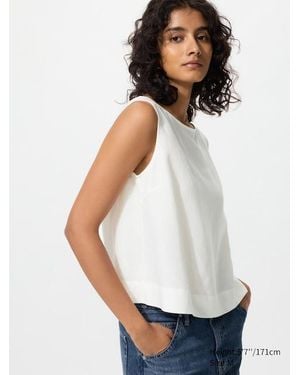 Uniqlo Blusa Lino Mezcla Sin Mangas - Blanco