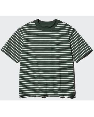 Uniqlo Airism Cotton T-Shirt (Striped) - Green