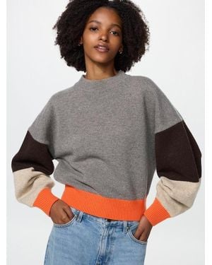Uniqlo Lambswool Jumper (Colour Block) - Grey