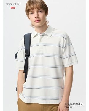 Uniqlo Polo Dry Piqué A Righe - Bianco