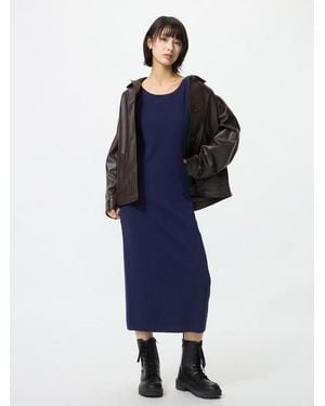 Uniqlo Washable Ribbed Knit Dress (Sleeveless) - Blue