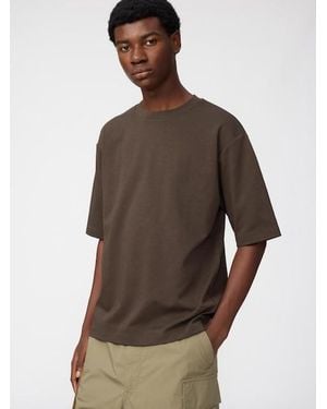 Uniqlo Airism Cotton Oversized Crew Neck T-Shirt - Brown