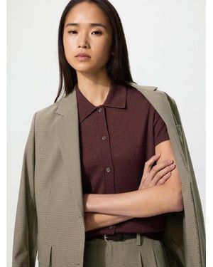 Uniqlo Merino Blend Polo Cardigan (Short Sleeve) - Brown