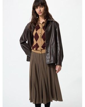 Uniqlo Chiffon Pleated Midi Skirt - Brown