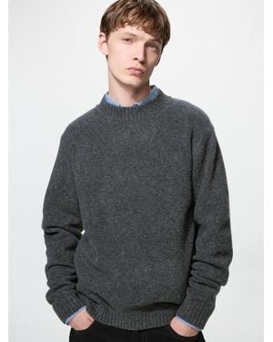 Uniqlo Soufflé Yarn Crew Neck Jumper - Grey