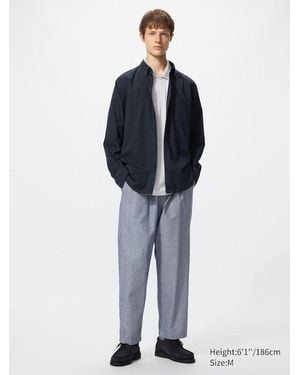 Uniqlo Linen Blend Easy Ankle Trousers (Striped) - Blue