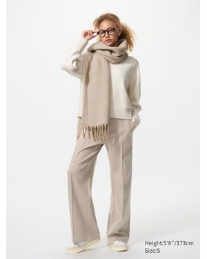 Uniqlo Brushed Jersey Wide Trousers (Longer) - Natural