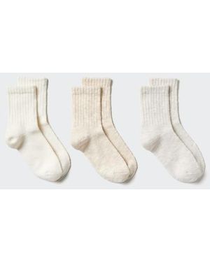 Uniqlo Socks (Crew Slub, 3 Pairs) - Natural