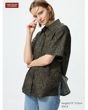Uniqlo Camisa Algodón Estampada - Verde
