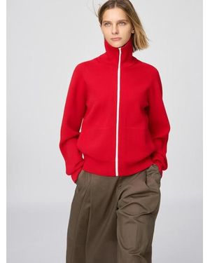 Uniqlo Milano Ribbed Full-Zip Cardigan - Red