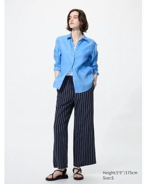 Uniqlo Linen Blend Easy Trousers (Striped) - Blue