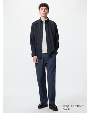 Uniqlo Stretch Easy Ankle Trousers (Seersucker) - Blue
