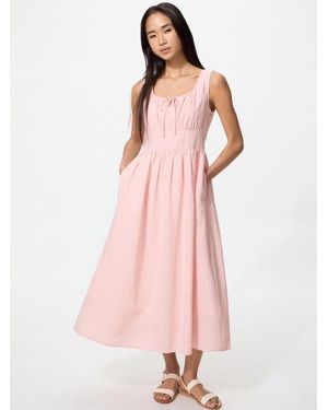 Uniqlo Linen Blend Shirring Dress (Sleeveless) - Pink