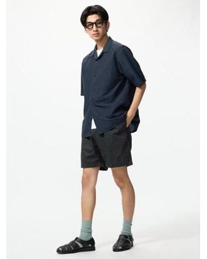 Uniqlo Linen Blend Easy Shorts - Blue