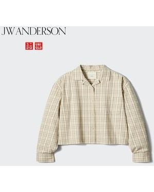 Uniqlo Flannel Boxy Shirt (Checked) - Natural