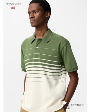 Uniqlo Dry Piqué Polo Shirt (Striped) - Green