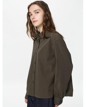 Uniqlo Baumwolle Bluse (Weite Ärmel) - Braun