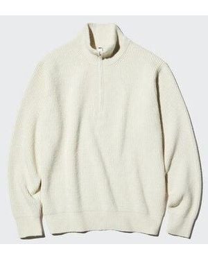 Uniqlo Soufflé Yarn Half-Zip Jumper - White