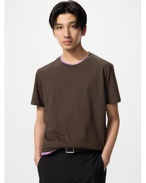 Uniqlo Dry Colour Crew Neck T-Shirt - Brown