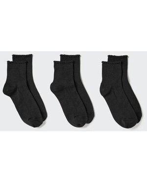 Uniqlo Socks (Crew Frill, 3 Pairs) - Black