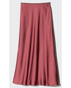Uniqlo Satin Skirt (Longer) - Red
