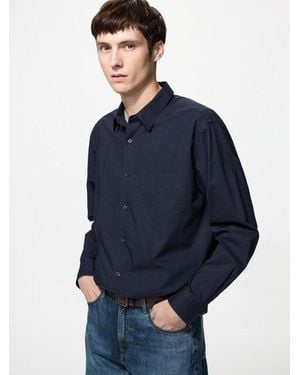 Uniqlo Broadcloth Regular Fit Shirt (Regular Collar) - Blue