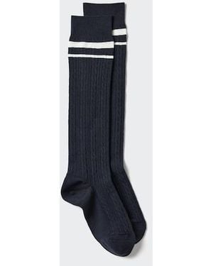 Uniqlo Heattech Calcetines Térmicos Alto Rodilla Trenzados - Azul