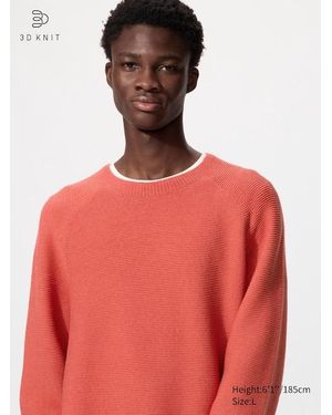 Uniqlo Washable 3D Knit Seamless Crew Neck Jumper - Red