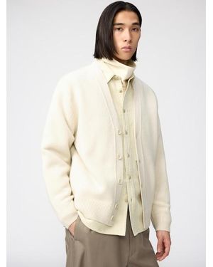 Uniqlo 100% Lambswool V Neck Cardigan - White