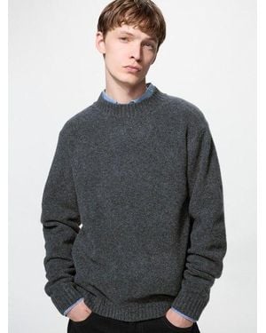 Uniqlo Soufflé Yarn Crew Neck Jumper - Grey