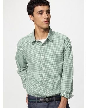 Uniqlo Broadcloth Regular Fit Shirt (Regular Collar, Checked) - Green