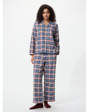Uniqlo Flannel Pyjamas (Checked, Long Sleeve) - Blue