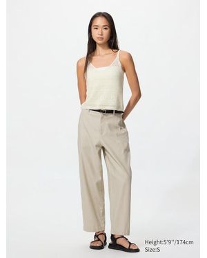 Uniqlo Linen Cotton Tapered Trousers - Blue