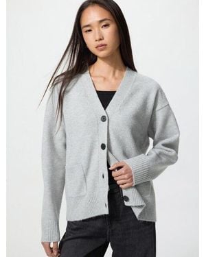 Uniqlo Soufflé Yarn Strickjacke (Relaxed Fit) - Grau