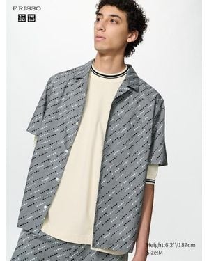 Uniqlo Camicia Maniche Corte Con Stampa - Blu