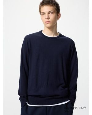 Uniqlo 100% Merino Crew Neck Jumper - Blue
