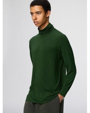 Uniqlo Heattech Extra Warm Cashmere Blend Turtleneck T-Shirt (Long Sleeve) - Green