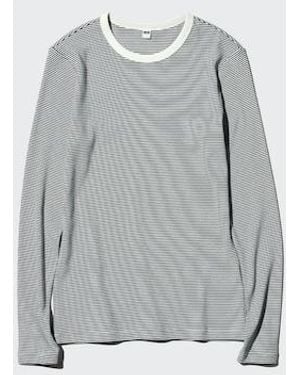 Uniqlo Soft Ribbed T-Shirt (Long Sleeve, Striped) - Grey