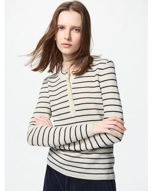 Uniqlo Merinowollmix Pullover (Henley-Ausschnitt) - Grau