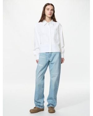 Uniqlo Straight Jeans (Distressed, Longer) - Blue